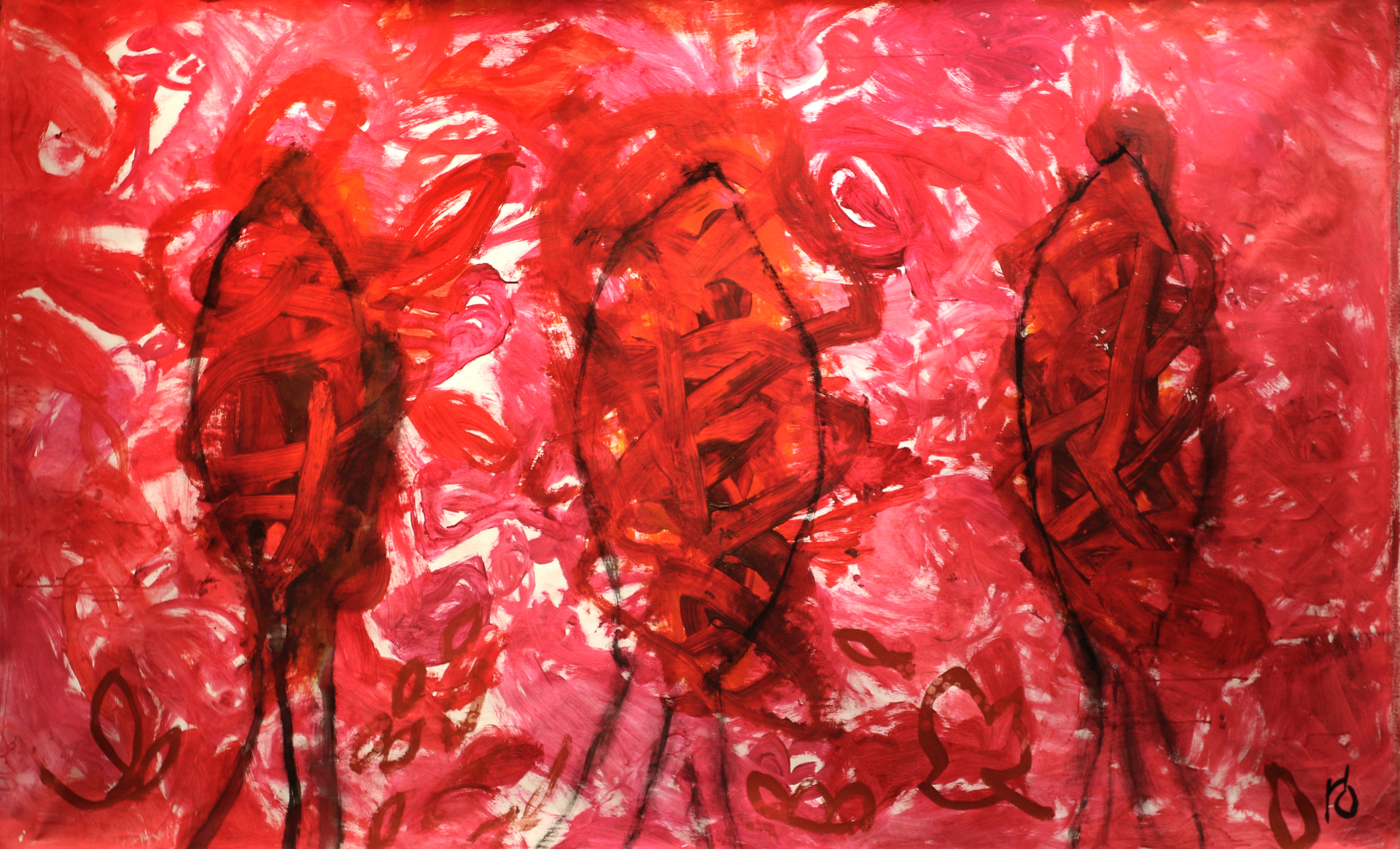Three Figures in Red