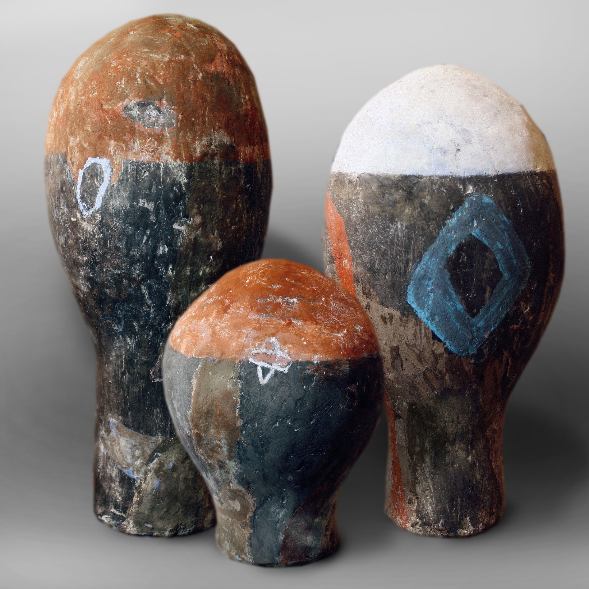 Three Heads, Painted